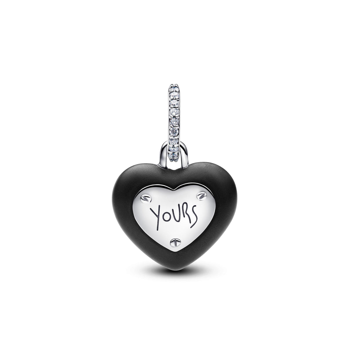 Pandora Moments Charm Pendant Cadenas Cœur Céramique Noire Mate 794424C02