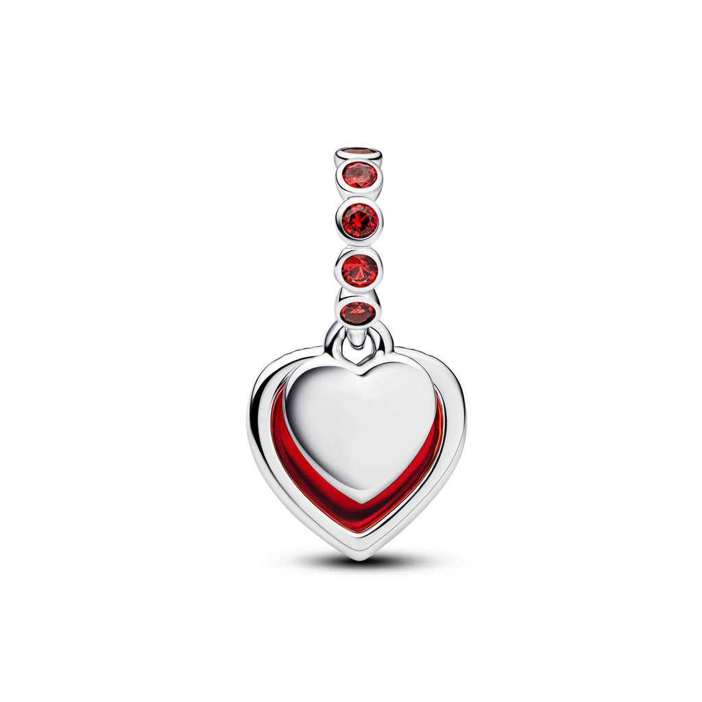 Pandora Moments Charm Pendant Double Cœur Verre de Murano Rouge 794429C01