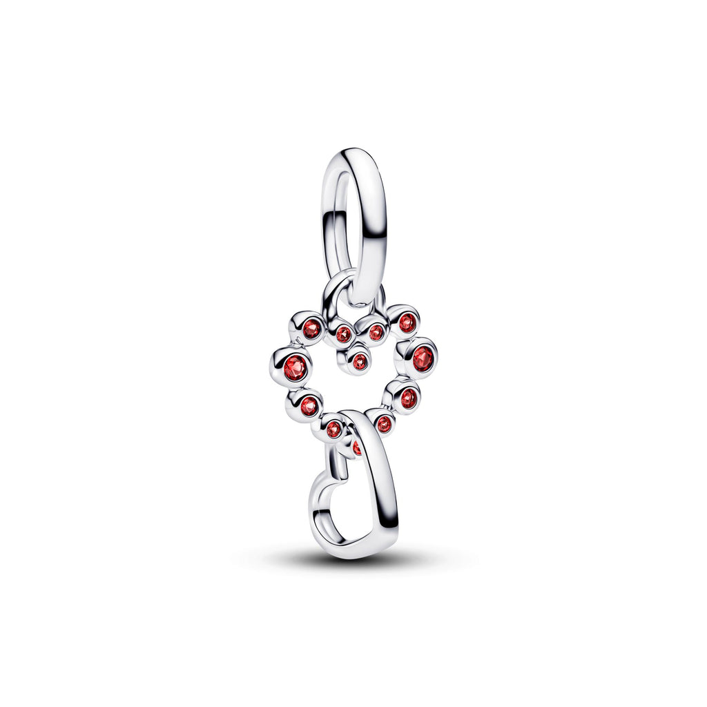 Pandora Moments Charm Pendant Cœurs Liés & Pierres Rouges 794435C01