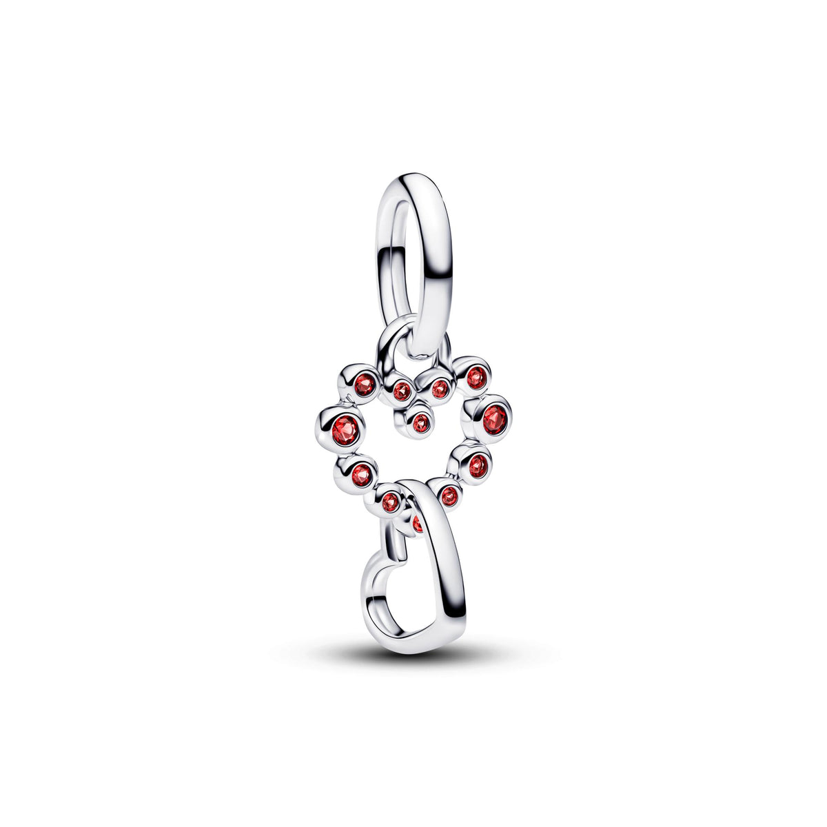 Pandora Moments Charm Pendant Cœurs Liés & Pierres Rouges 794435C01