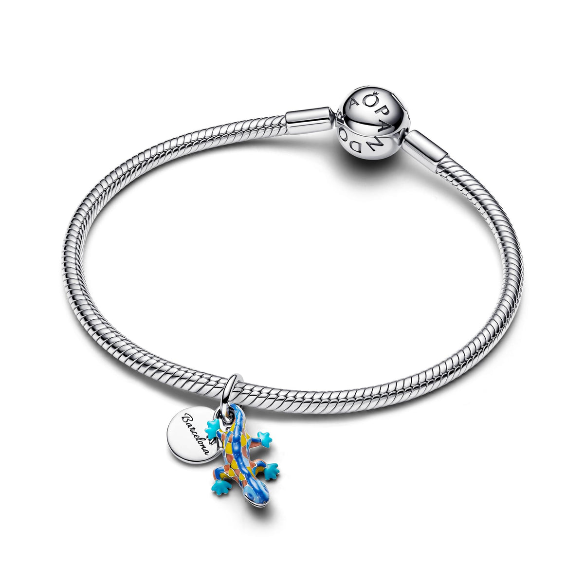 Pandora Moments Charm Pendant Double Salamandre & Plaque Ronde Gravable 794916C01
