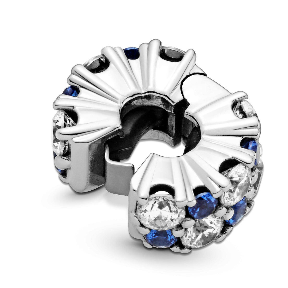 Pandora Moments Charm Clip Scintillant Incolore & Bleu 799171C01