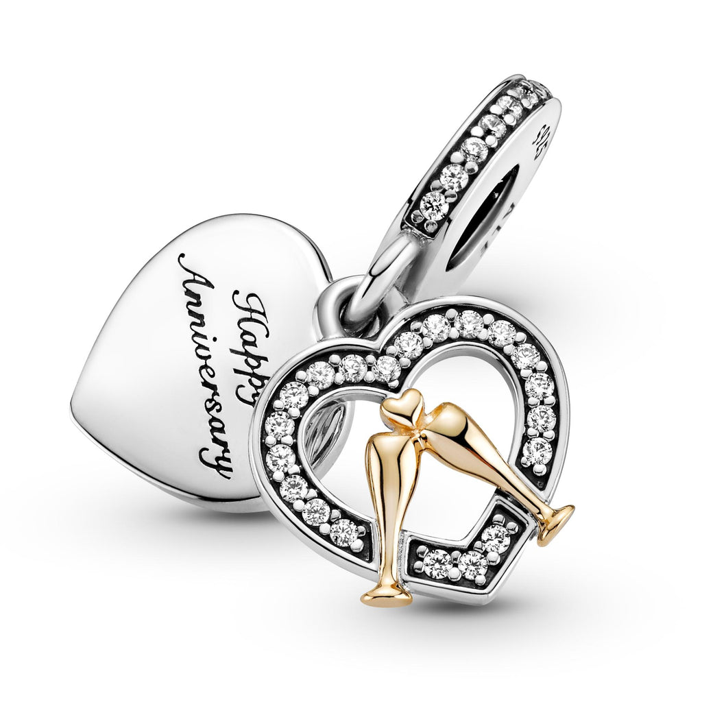 Pandora Moments Charm Pendant Joyeux Anniversaire Bicolore 799322C01