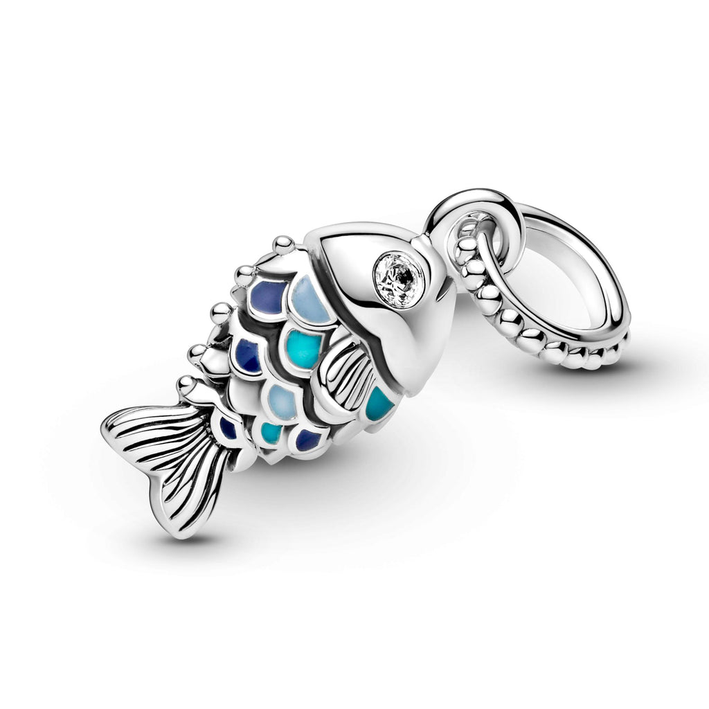 Pandora Moments Charm Pendant Poisson à Écailles Bleues 799428C01
