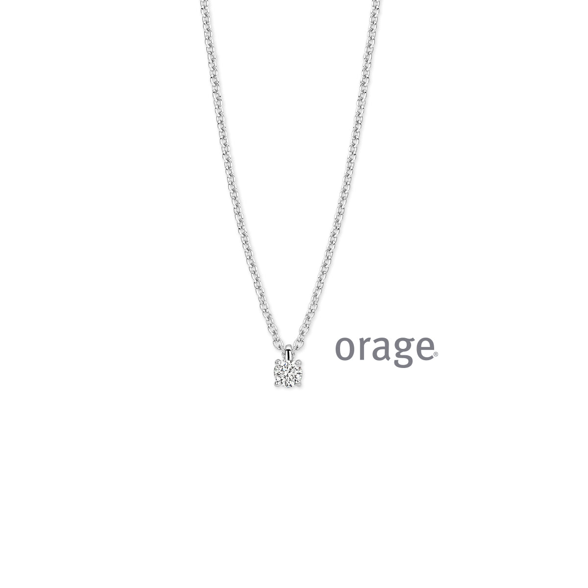 Orage Collier solitaire argent rhodié diamants de synthèse 0,16 ct BC004