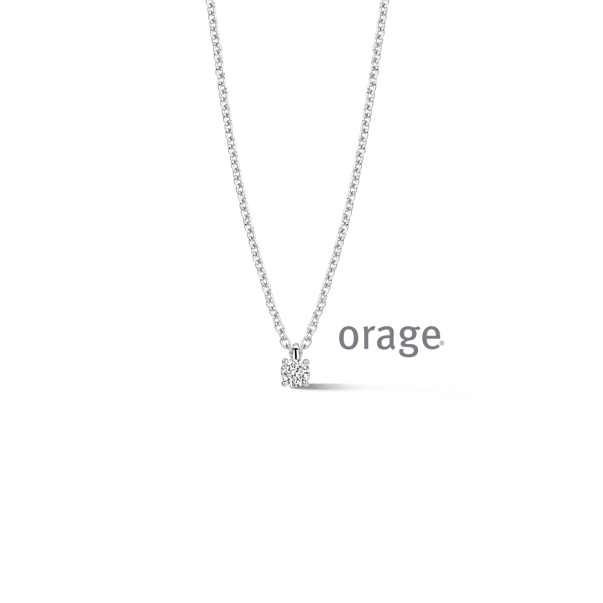 Orage Collier solitaire argent rhodié diamants de synthèse 0,16 ct BC004