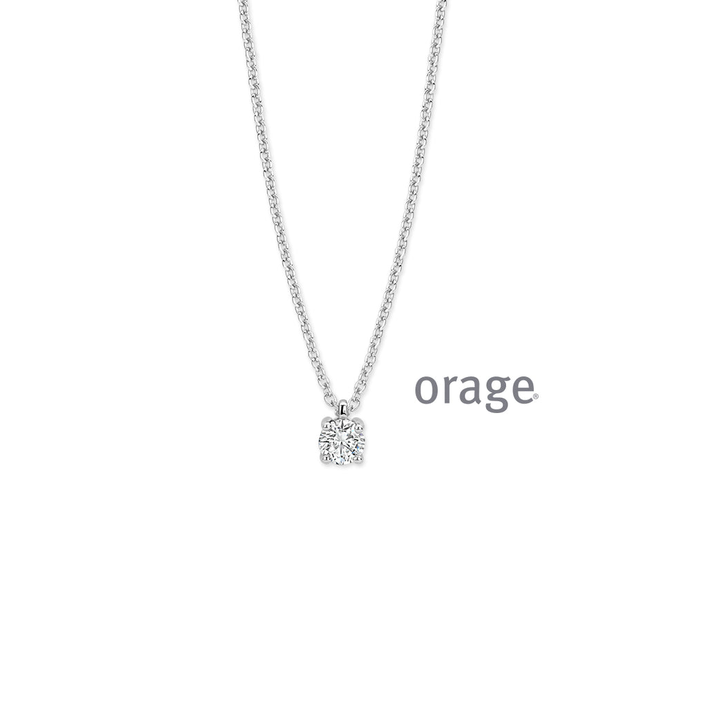 Orage Collier solitaire argent rhodié diamants de synthèse 0,36 ct BC005