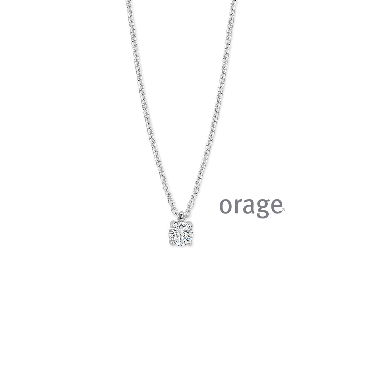 Orage Collier solitaire argent rhodié diamants de synthèse 0,36 ct BC005