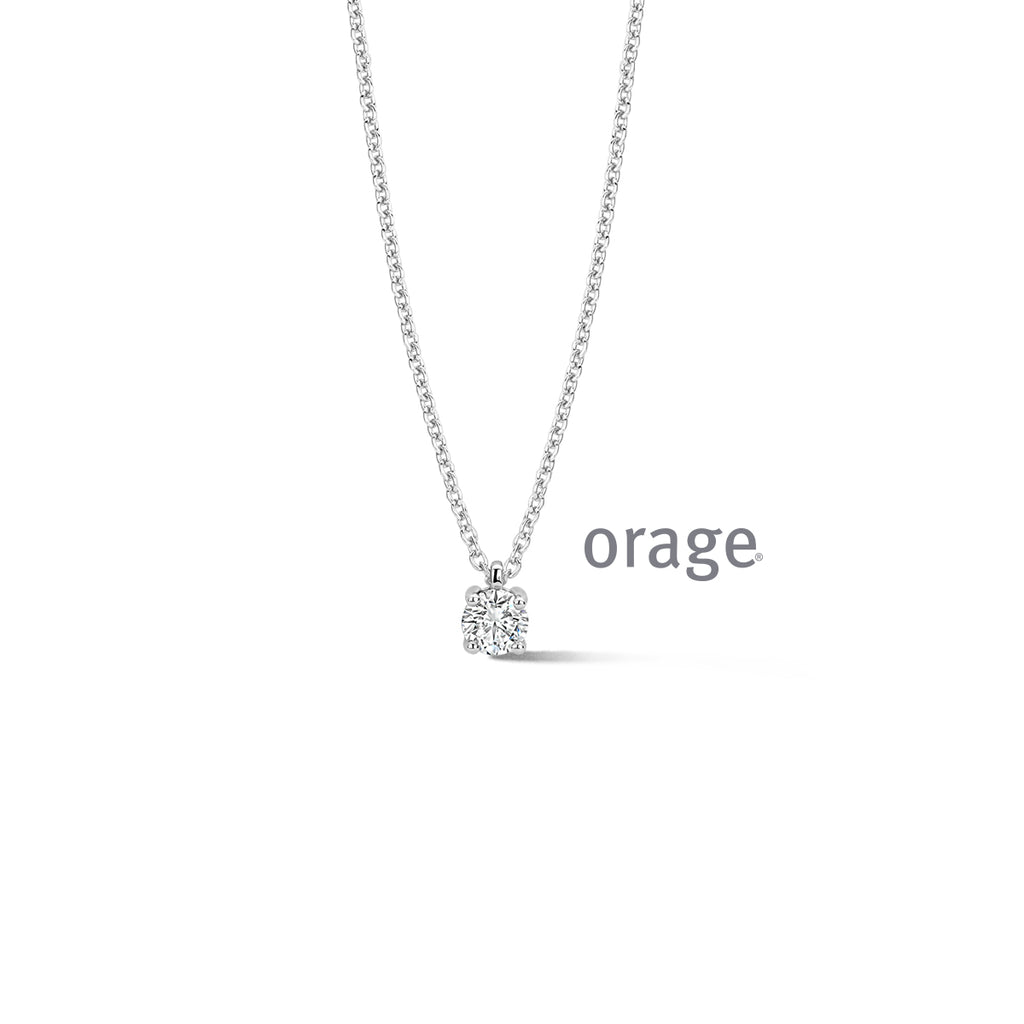 Orage Collier solitaire argent rhodié diamants de synthèse 0,36 ct BC005