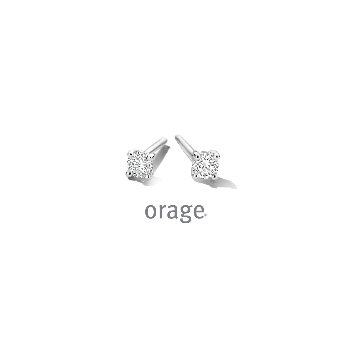 Orage Boucles d'oreilles solitaires argent rhodié diamants de synthèse 0,22 ct BC006
