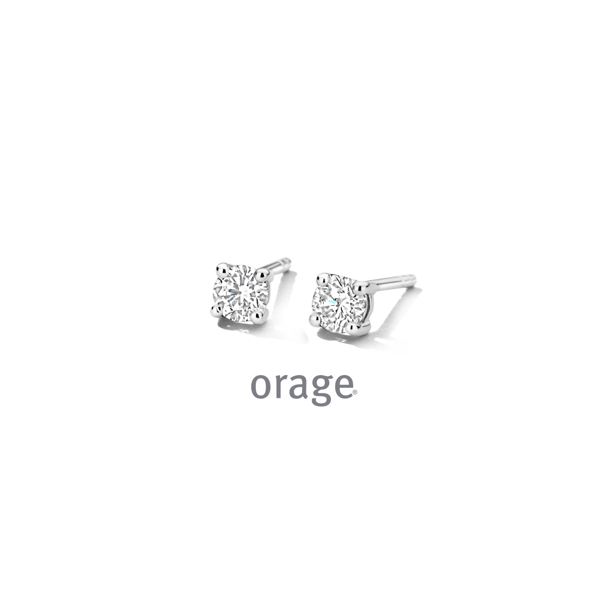 Orage Boucles d'oreilles solitaires argent rhodié diamants de synthèse 0,50 ct BC007