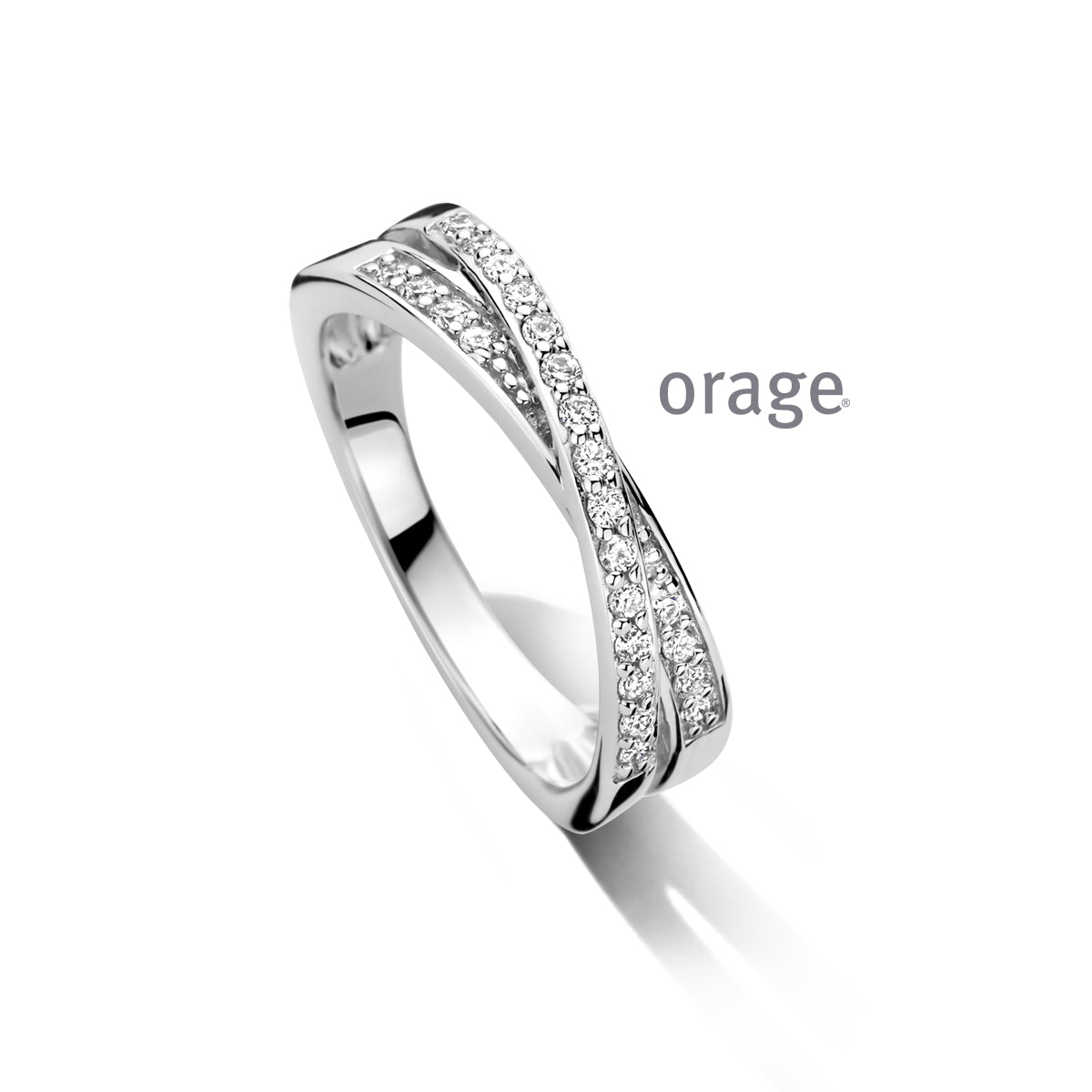 Orage Bague argent rhodié diamants de synthèse 0,23 ct BC011