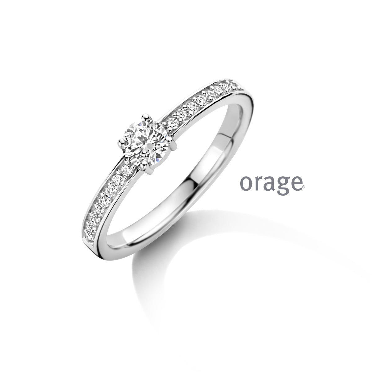 Orage Bague solitaire argent rhodié diamants de synthèse 0,50 ct BC012