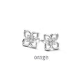 Orage Boucles d'oreilles fleur argent rhodié diamants de synthèse 0,12 ct BC018