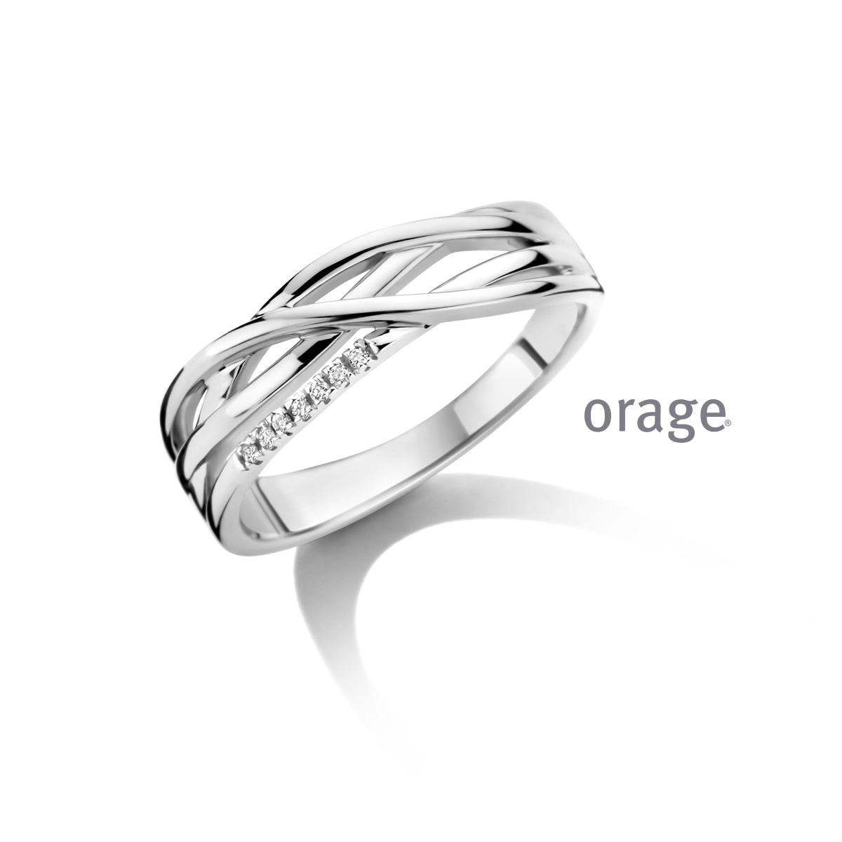 Orage Bague argent rhodié diamants de synthèse 0,02 ct BC019