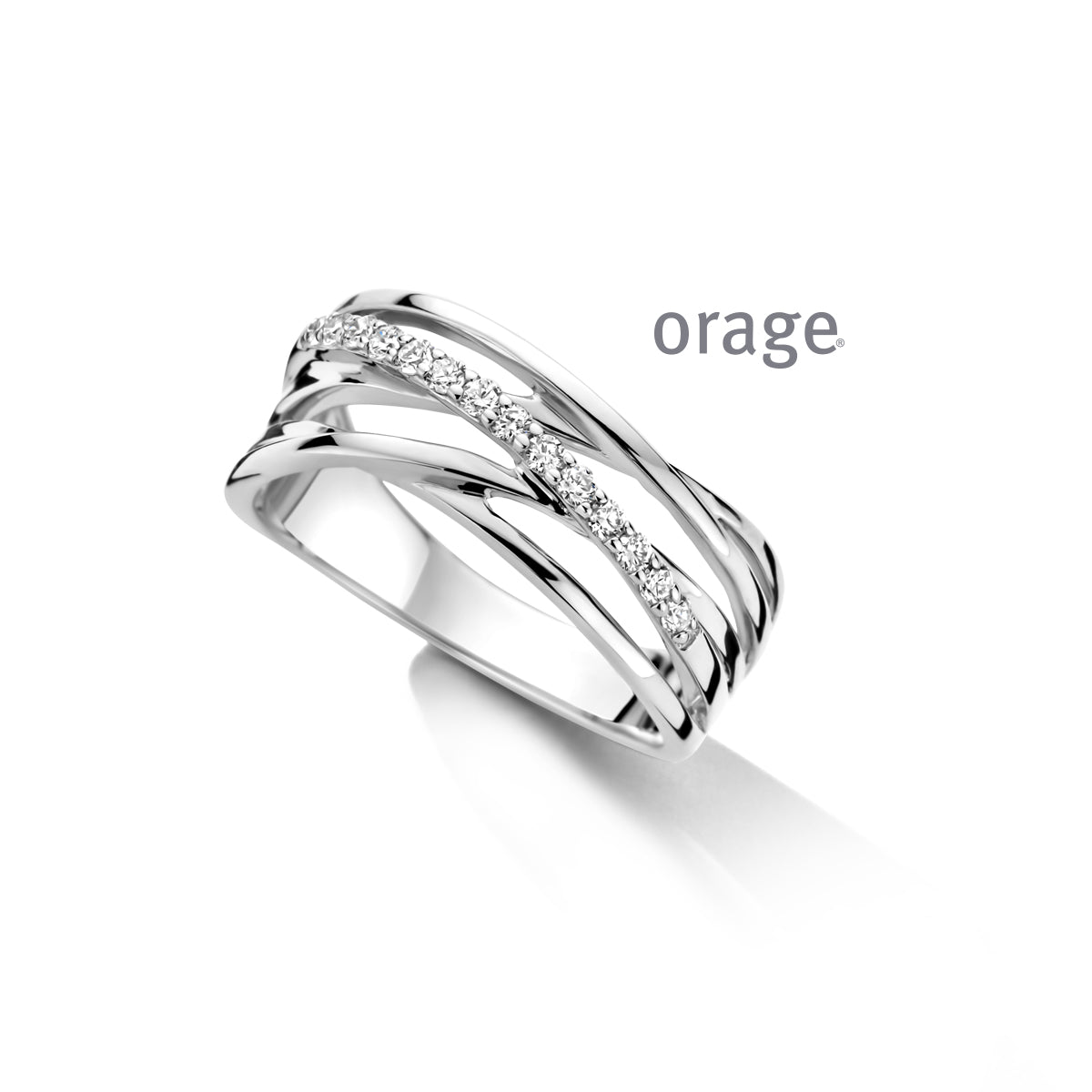 Orage Bague argent rhodié diamants de synthèse 0,21 ct BC020