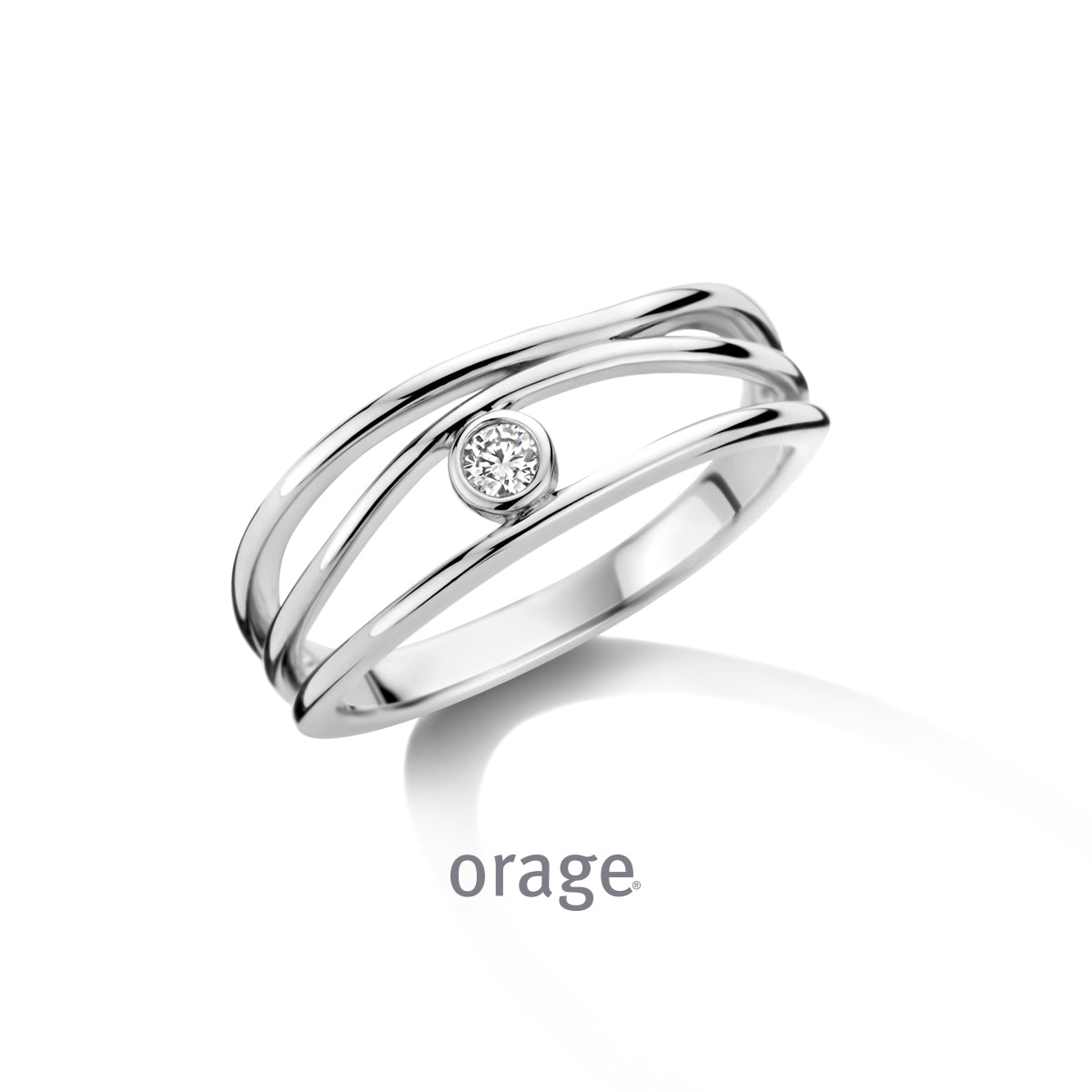 Orage Bague argent rhodié diamants de synthèse 0,07 ct BC023