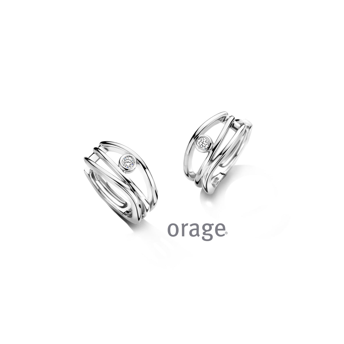 Orage Créoles argent rhodié diamants de synthèse 0,10 ct BC024