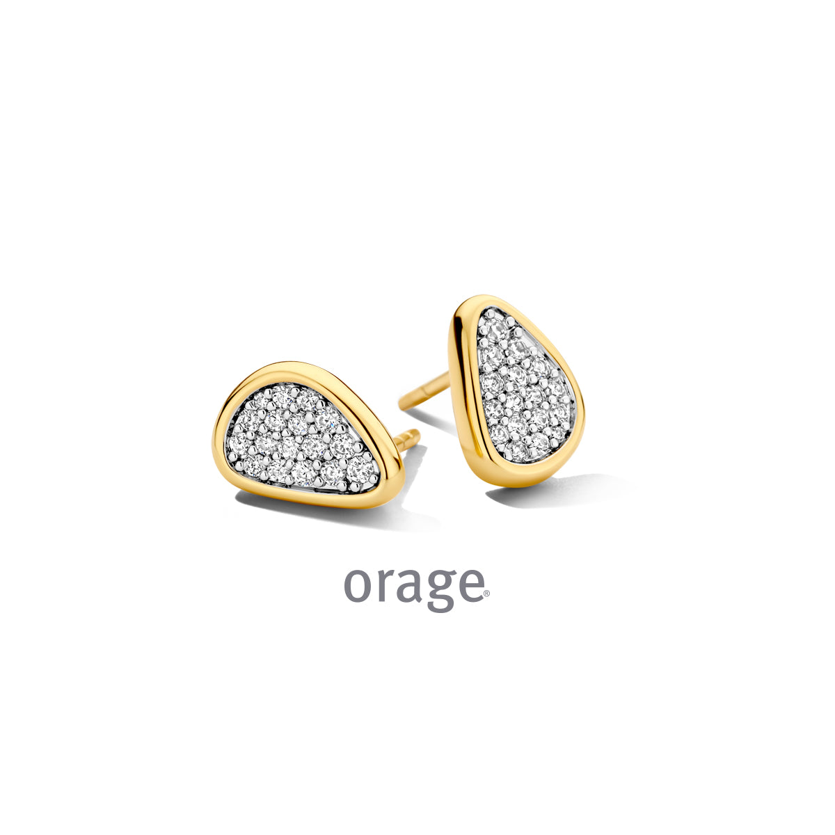 Orage Boucles d'oreilles organiques pavées plaqué or zircons BC025