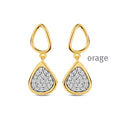 Orage Boucles d'oreilles pendantes organiques plaqué or zircons BC026