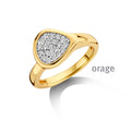 Orage Bague organique pavée plaqué or zircons BC027