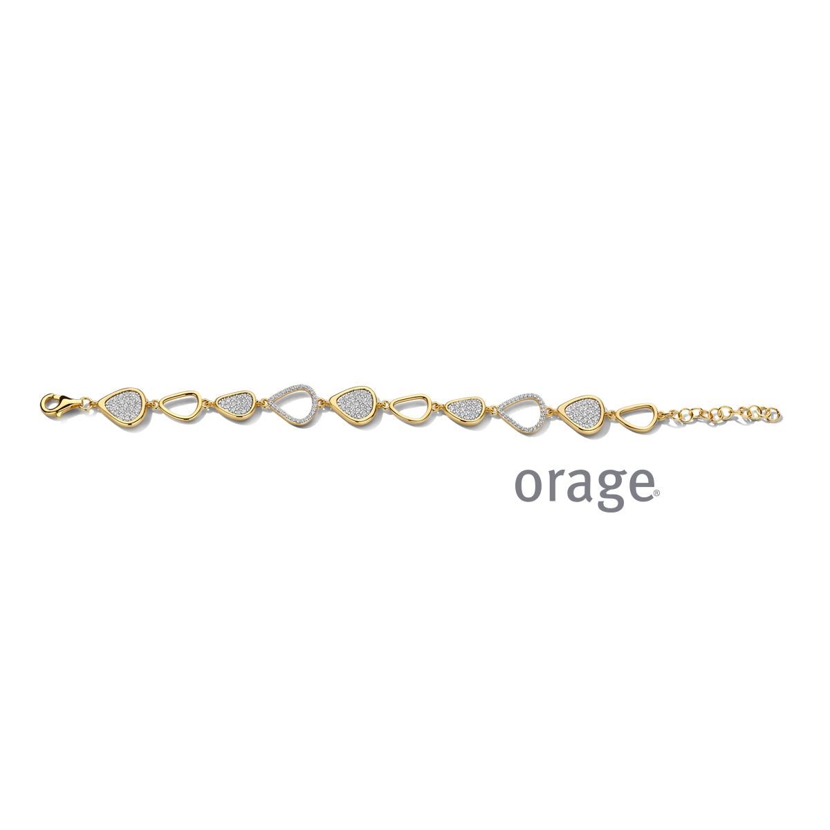 Orage Bracelet maillons organiques pavé plaqué or zircons BC028