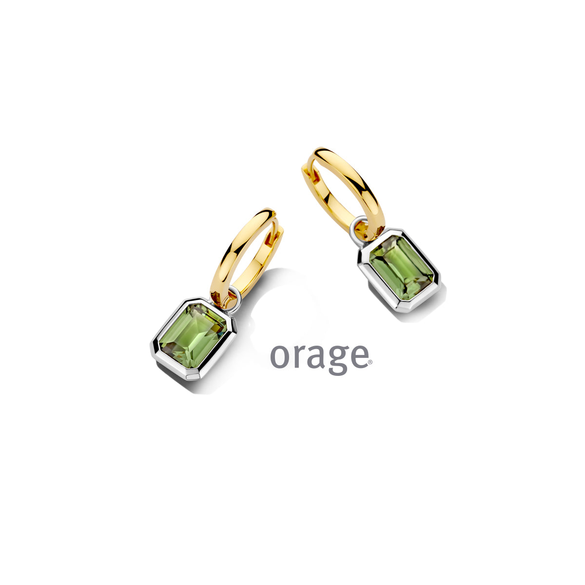 Orage Créoles plaqué or zircons verts BC032