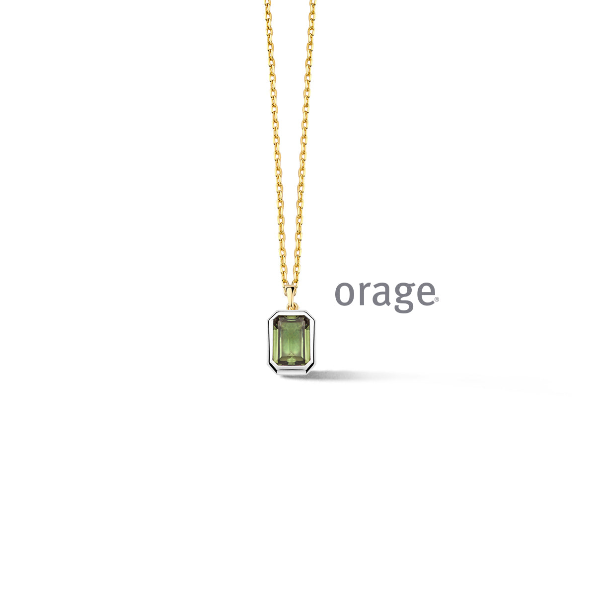 Orage Collier plaqué or zircons verts BC033