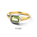 Orage Bague plaqué or zircons verts BC034