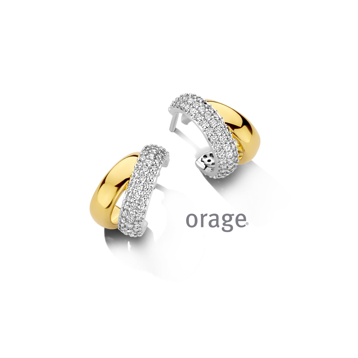 Orage Créoles pavées plaqué or zircons BC040