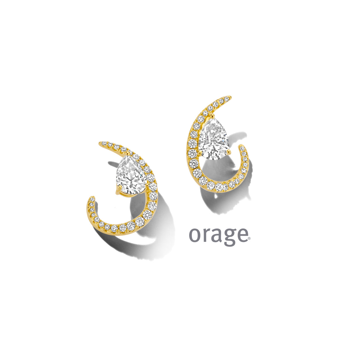 Orage Boucles d'oreilles plaqué or zircons BC047