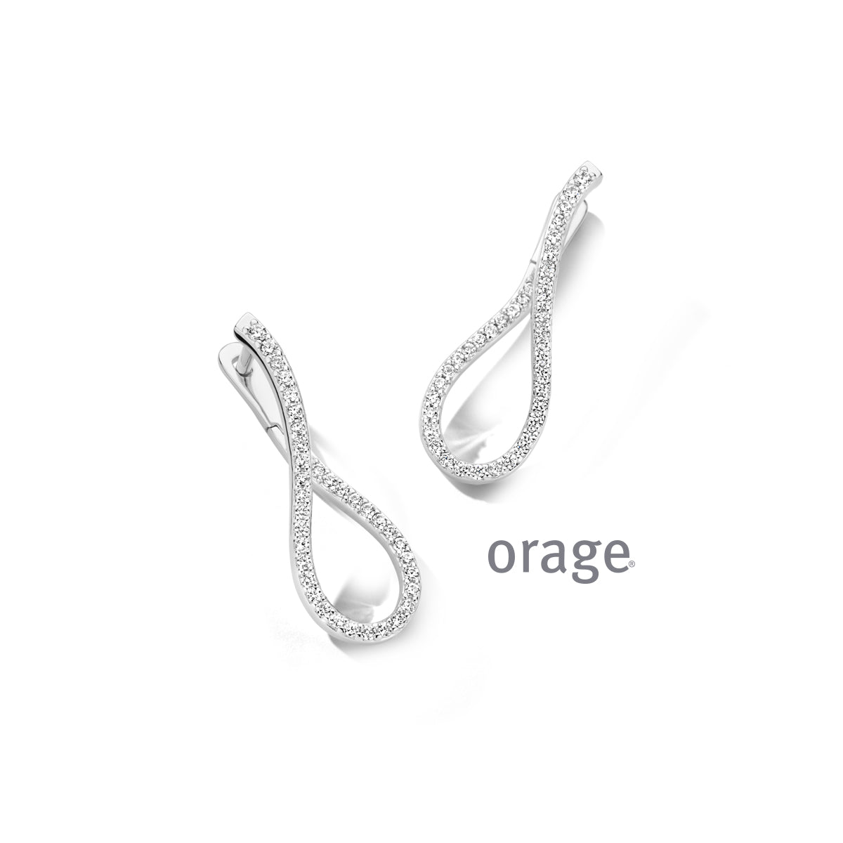 Orage Créoles organiques argent rhodié zircons BC050