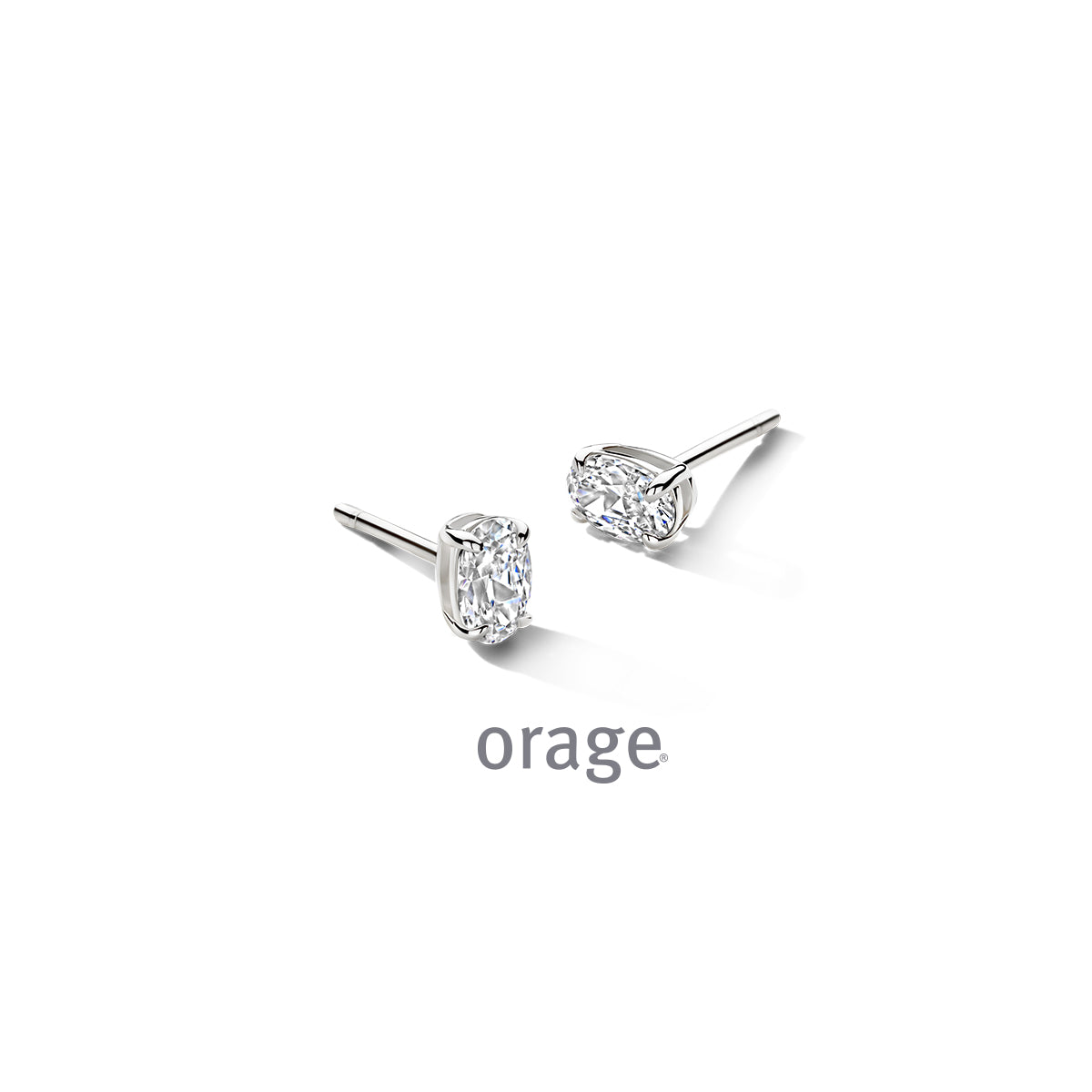 Orage Boucles d'oreilles ovales argent rhodié zircons BC052