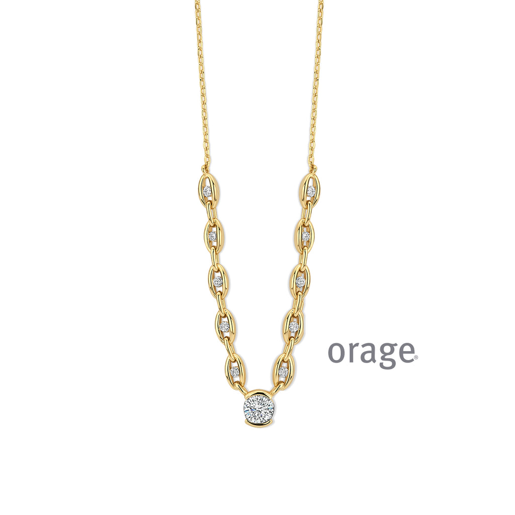 Orage Collier plaqué or zircons BC057