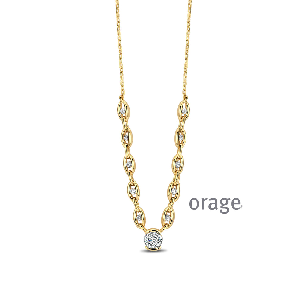 Orage Collier plaqué or zircons BC057