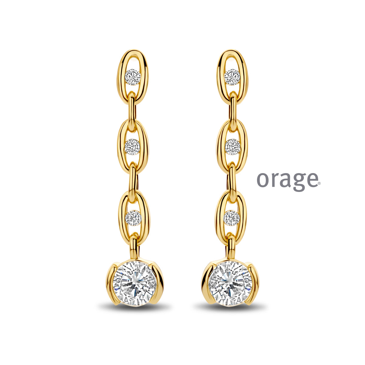 Orage Boucles d'oreilles pendantes plaqué or zircons BC058