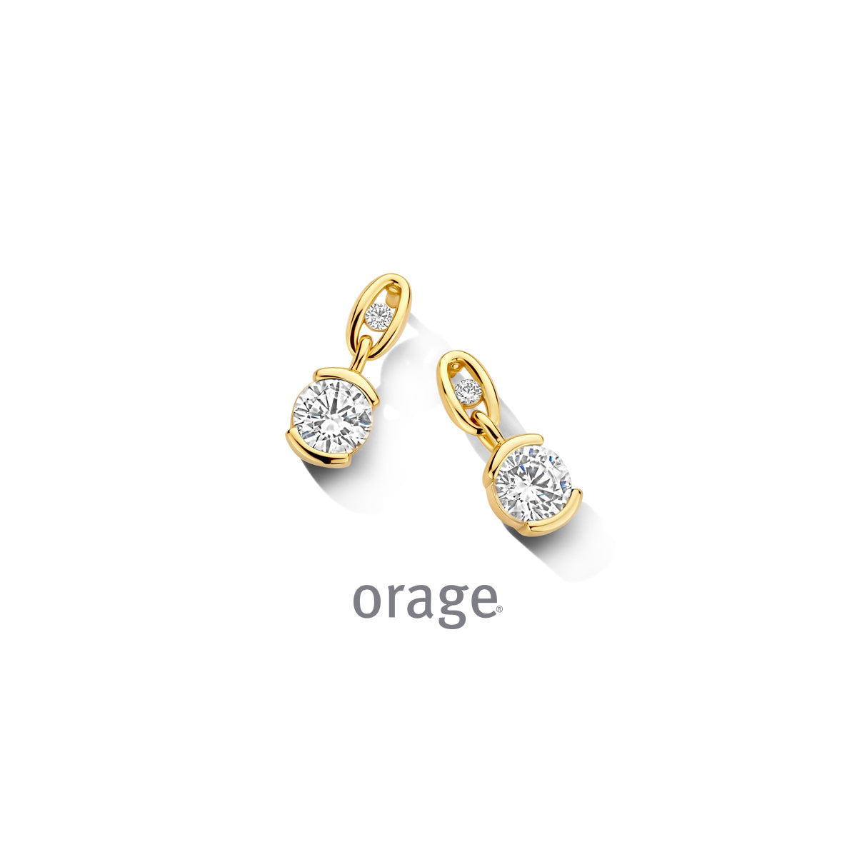 Orage Boucles d'oreilles plaqué or zircons BC059