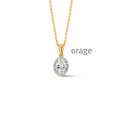 Orage Collier pendentif entourage plaqué or zircons BC060
