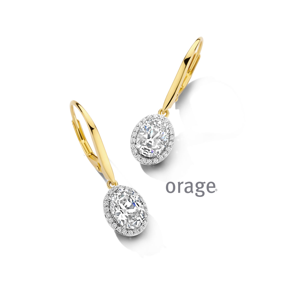 Orage Boucles d'oreilles entourage plaqué or zircons BC061