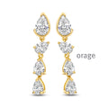 Orage Boucles d'oreilles pendantes longues plaqué or zircons BC064