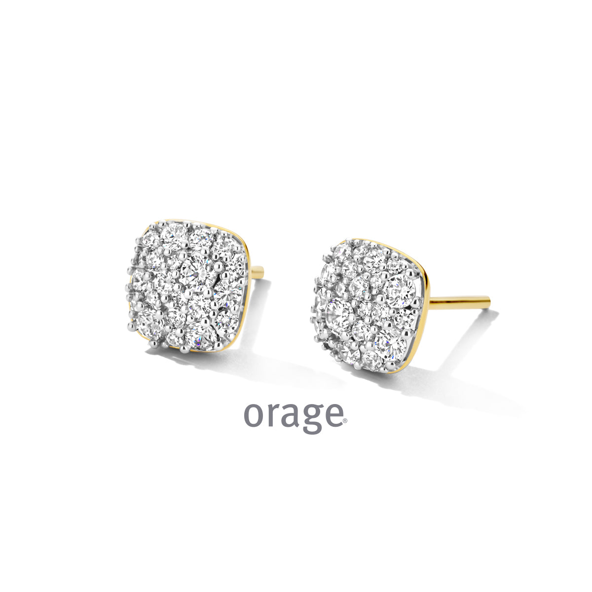 Orage Boucles d'oreilles pavées plaqué or zircons BC070