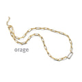 Orage Collier maillons trombone plaqué or zircons BC076