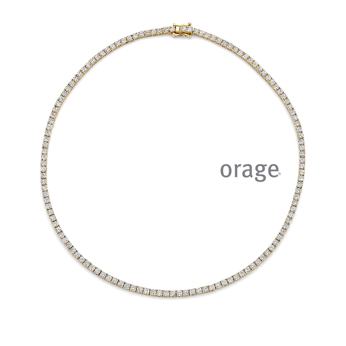 Orage Collier rivière plaqué or zircons BC080