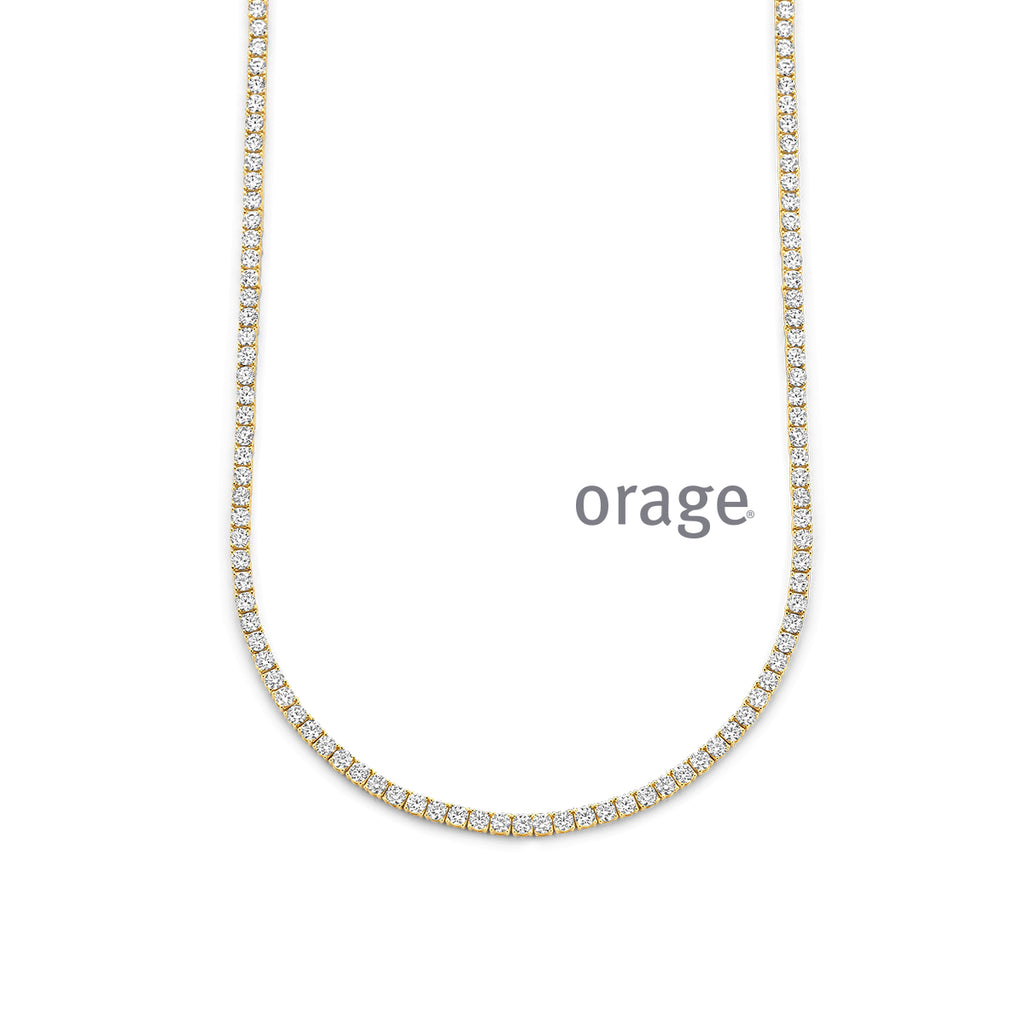 Orage Collier rivière plaqué or zircons BC080