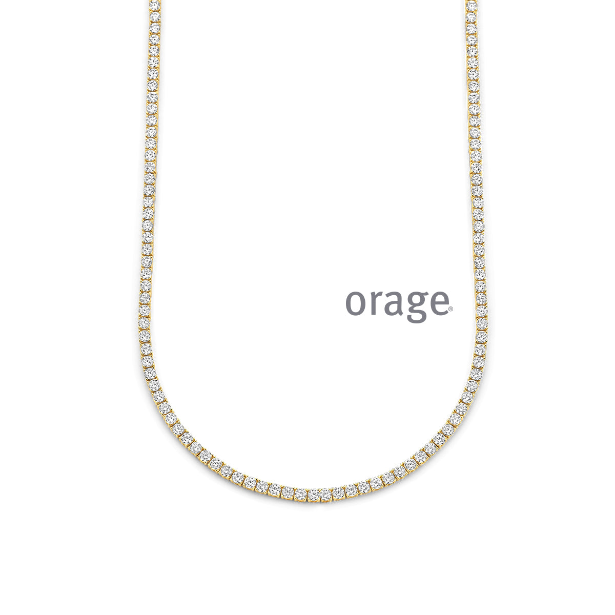 Orage Collier rivière plaqué or zircons BC080