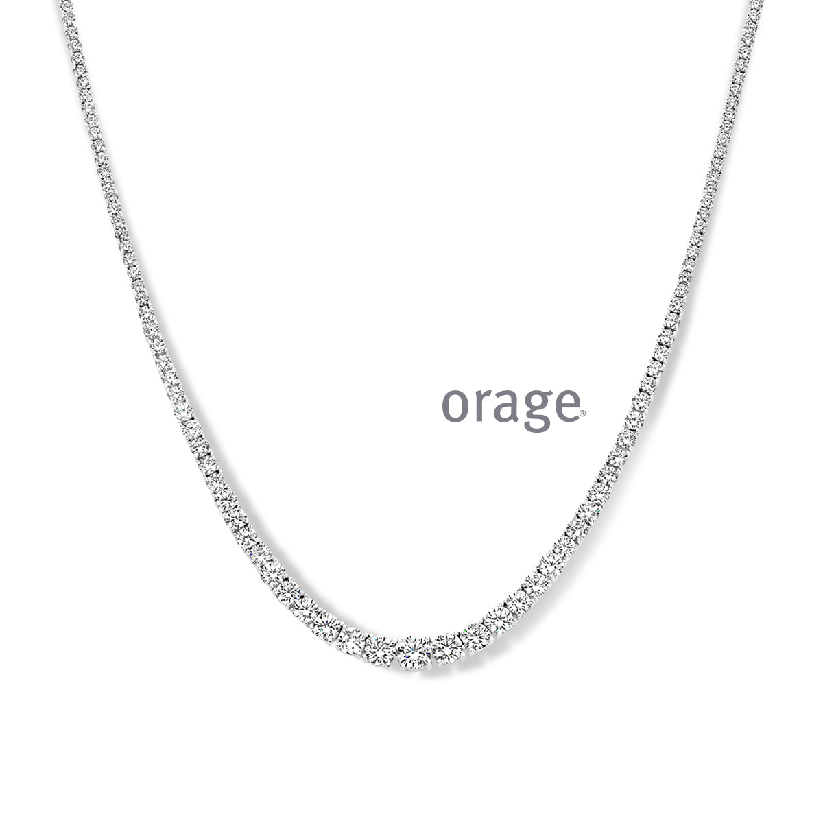 Orage Collier rivière dégradée argent rhodié zircons BC082