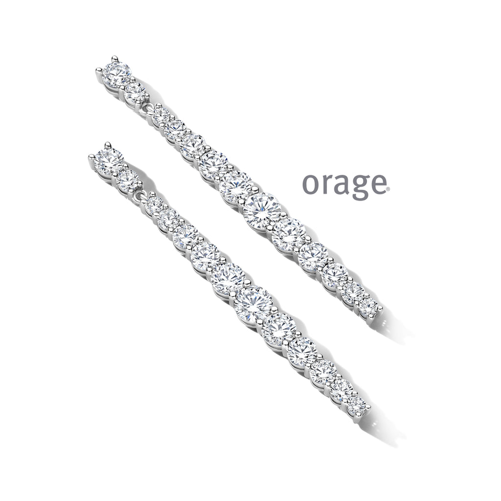 Orage Boucles d'oreilles pendantes rivière dégradée argent rhodié zircons BC083