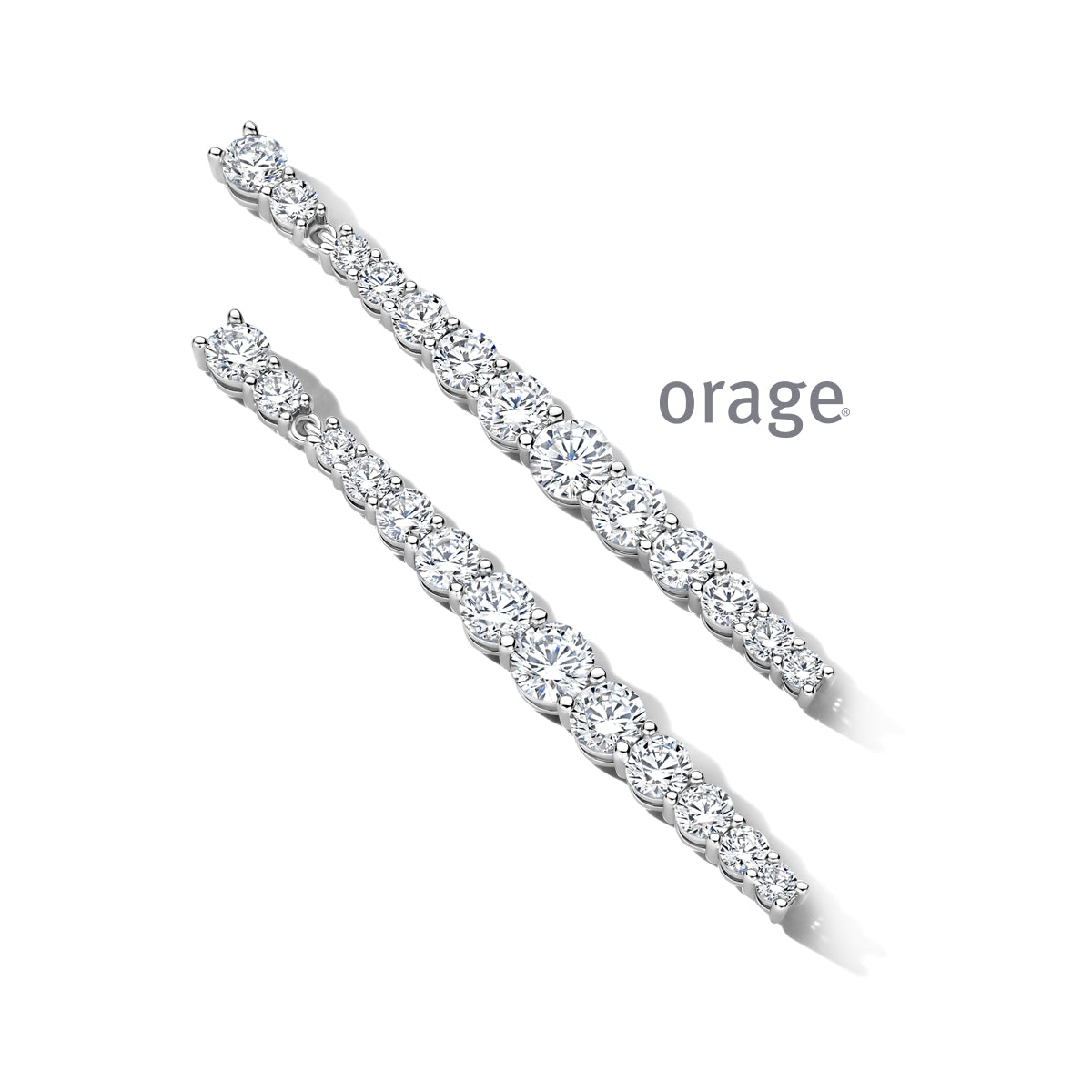 Orage Boucles d'oreilles pendantes rivière dégradée argent rhodié zircons BC083