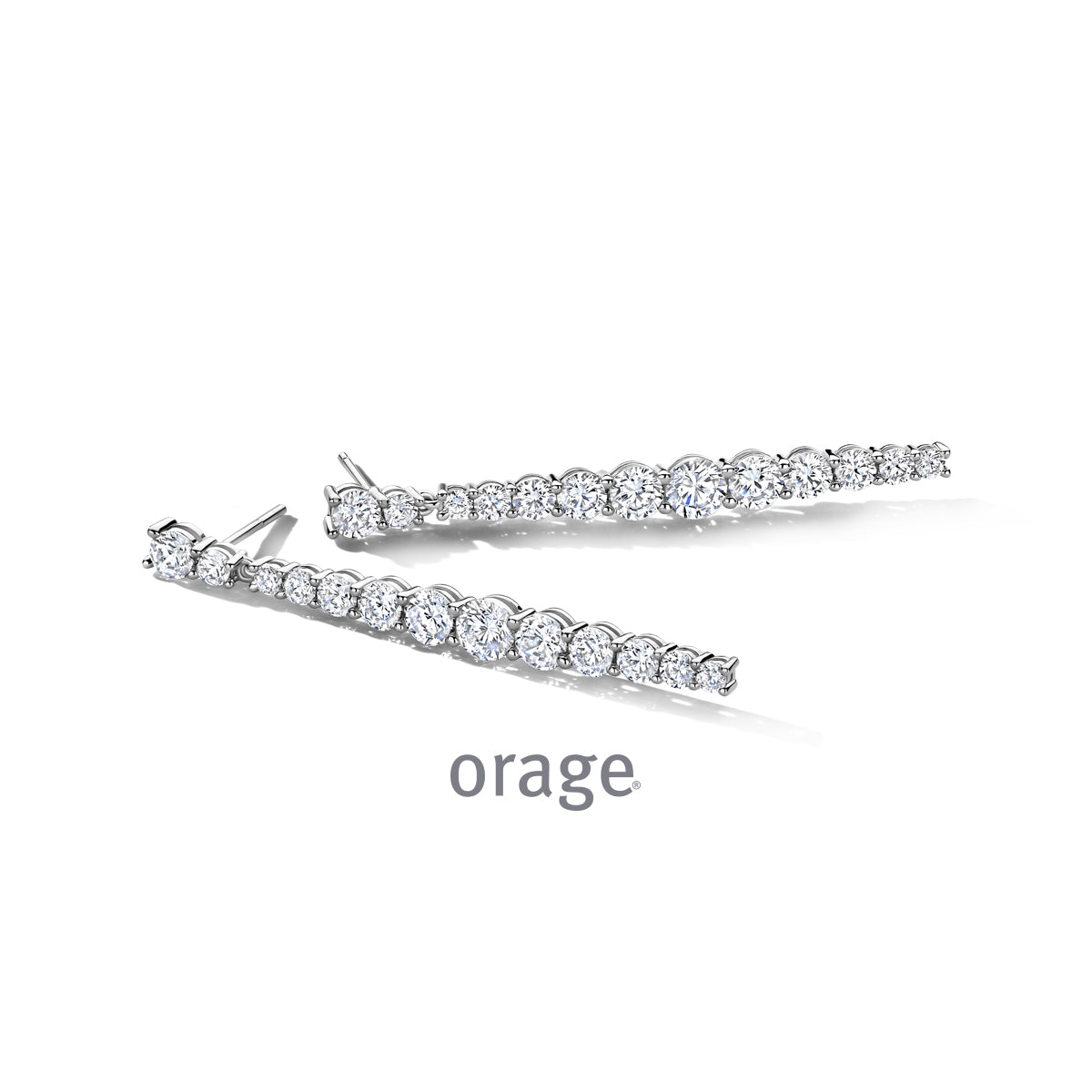 Orage Boucles d'oreilles pendantes rivière dégradée argent rhodié zircons BC083