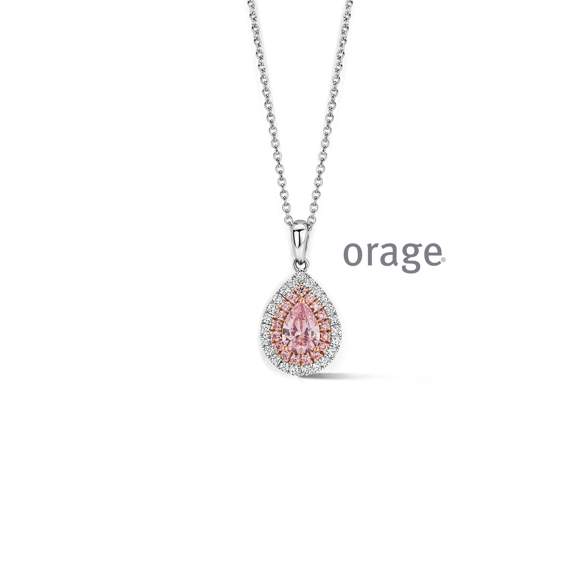 Orage Collier entourage argent rhodié zircons roses BC090